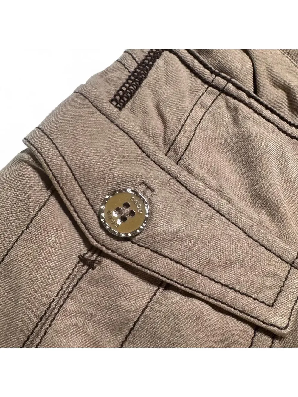 Vintage Bebe Y2K tan cargo mini skirt with belt
